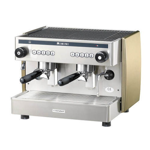 Futurmat Rimini Compact Commercial Coffee Machine occupying just 58 cm / 23 inches of linear counter space this machine was conceived to be compact without compromising on performance.