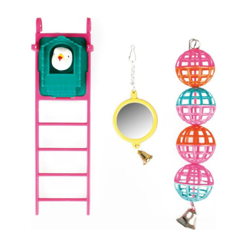 TOY PARAKEET MIRROR-BALLS-LADDER20C