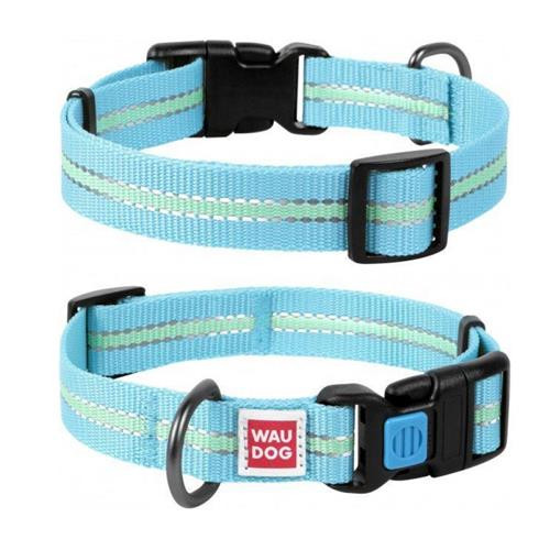 WAUDOG COLLAR NYLON GLOWS 23-35BLUE