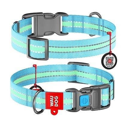 WAUDOG COLLAR NYLON GLOWS 35-58BLUE