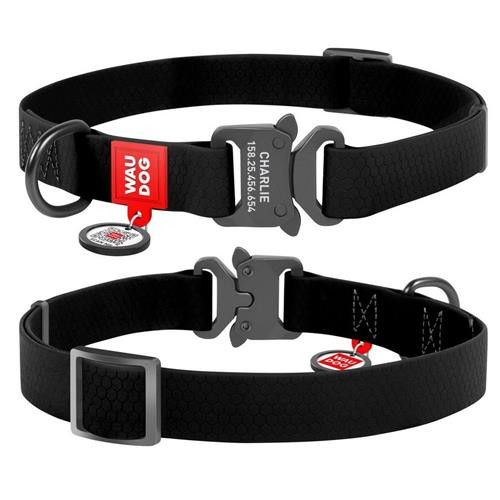 WAUDOG COLLAR WPROOF&QR-TAG24-40BLK