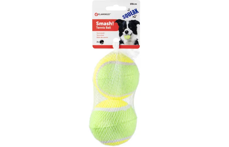 Tennis Balls Squeaky Yellow & Green, 2 Pieces