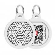 WAUDOG Smart ID metal pet tag with QR passport, «Geometry» design, round, D 25 mm