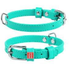 Leather collar WAUDOG GLAMOUR without decorations (width 9mm, length 18-21cm) mint