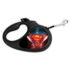 WAUDOG R-leash retracteble dog leash Superman logo design reflective tape M up to 25 kg 5 m black