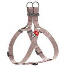 WAUDOG Re-cotton recycled material dog harness with QR passport reflective plastic fastex M W 20 mm L 50-80 cm brown