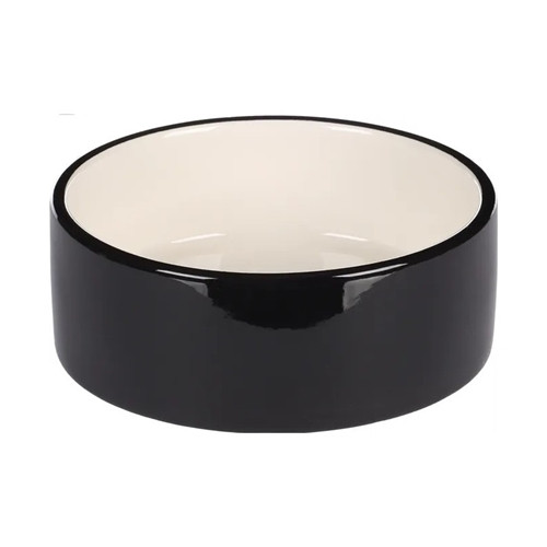 FEEDING AND DRINKING BOWL ROCKY ROUND BLACK & WHITE 900ML 16,5x6,5CM