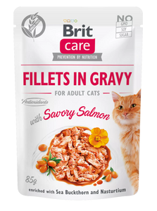 Brit Care Cat Fillets in Gravy Salmon 85g Brit Care Cat Fillets in Gravy Salmon 85g