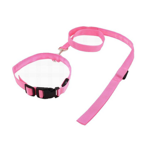 PUPPY SET COLLAR LEASH PINK 120CM
