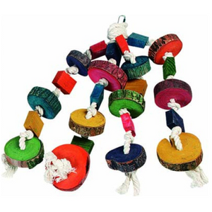 PARROT TOY HANGER W/BEADS 4 ROPES PARROT TOY HANGER W/BEADS 4 ROPES