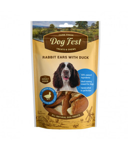 DOG FEST RABBIT EARS WITH DUCK 90G DOG FEST RABBIT EARS WITH DUCK 90G