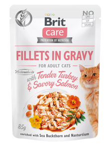 Brit Care Cat Fillets in Gravy Turkey & Salmon 85g Brit Care Cat Fillets in Gravy Turkey & Salmon 85g