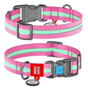 WAUDOG COLLAR NYLON GLOWS 31-49PINK
