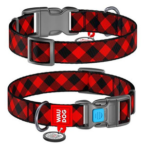 WAUDOG COLLAR NYLON RED PLAID 35-58