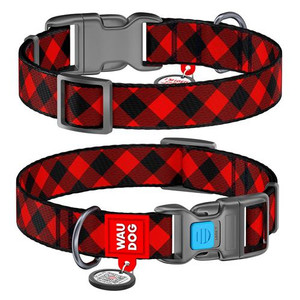 WAUDOG COLLAR NYLON RED PLAID 31-49