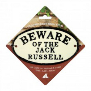 BEWARE JACK RUSSEL CAST IRON OVAL BEWARE JACK RUSSEL CAST IRON OVAL