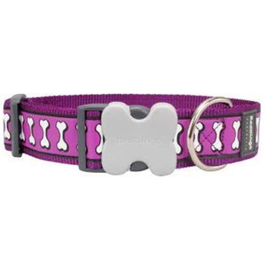 Dog Collar Reflective Bones Purple