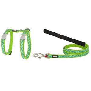 Cat Harness & Lead Combo Star Lime Green
