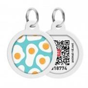 WAUDOG Smart ID metal pet tag with QR passport, «Eggs» design, round, D 25 mm