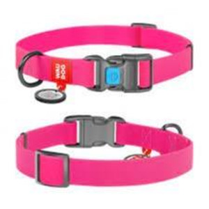 WAUDOG Waterproof dog collar with QR passport plastic fastex W 15 mm L 23-35 cm pink