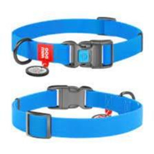 WAUDOG Waterproof dog collar with QR passport plastic fastex W 25 mm L 35-58 cm blue