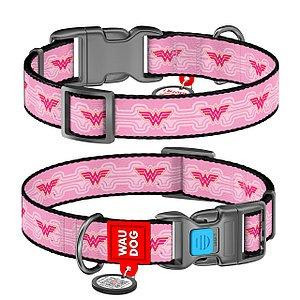 WAUDOG Nylon dog collar with QR passport Wonder Woman 1design plastic fastex W 25 mm, L 35-58 cm