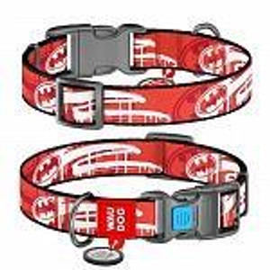 WAUDOG Nylon dog collar with QR passport Batman design plastic fastex W 25 mm, L 31-49 cm