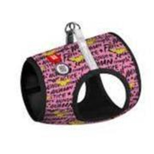 WAUDOG Clothes soft dog harness with QR passport Wonder Woman pink design S2 B 46-50 cm C 43-45 cm