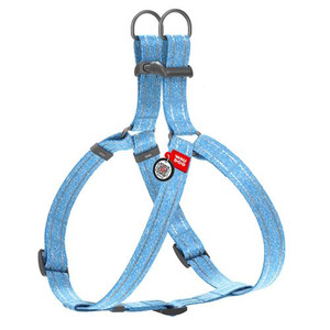 WAUDOG Re-cotton recycled material dog harness with QR passport reflective plastic fastex M W 20 mm, L 50-80 cm blue