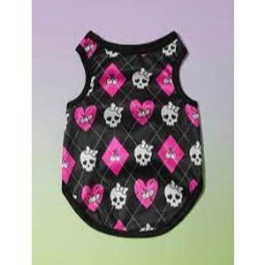 SKELETON PRINT PET TANK-SMALL (WHITE&PINK)