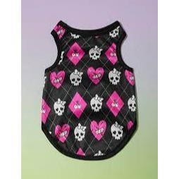 SKELETON PRINT PET TANK-XLARGE (WHITE&PINK)
