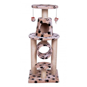 BONALTI CAT PLAY TOWER WITH PAW PRINT - BEIGE/ GREY BONALTI CAT PLAY TOWER WITH PAW PRINT - BEIGE/ GREY