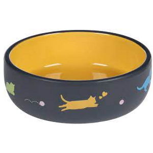 FEEDING AND DRINKING BOWL CAT RANI CERAMIC YELLOW ROUND 380ML 13.5x4.5CM FEEDING AND DRINKING BOWL CAT RANI CERAMIC YELLOW ROUND 380ML 13.5x4.5CM