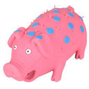 LATEX PIG WITH DOTS PINK 18CM