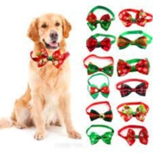 1 pc Random Christmas Theme Golden Red Green Color Dog Tie Pet Accessory 1 pc Random Christmas Theme Golden Red Green Color Dog Tie Pet Accessory