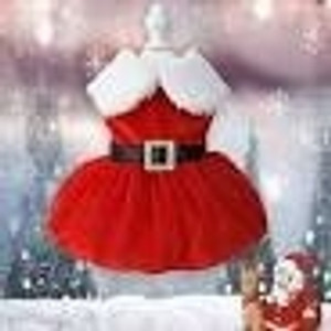 Christmas Pet Dog Clothes, Festive Red Velvet Mesh Skirt With Bow Decoration Christmas Pet Dog Clothes, Festive Red Velvet Mesh Skirt With Bow Decoration