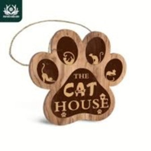 Pet Lover Decoration Sign Paw Shaped Wood Plaque