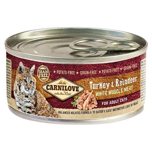 Carnilove Turkey & Reindeer for Adult Cats (Wet Food Cans) 100g Carnilove Turkey & Reindeer for Adult Cats (Wet Food Cans) 100g