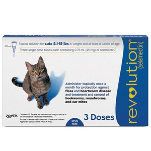 Zoetis Revolution Topical Solution for 5.1 to 15lbs Cats, Blue, 3 pips