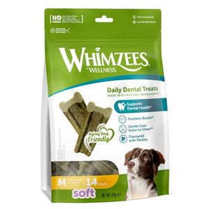 Whimzees Soft Daily Dental Dog Treats Value Bag – Medium (14 pcs)