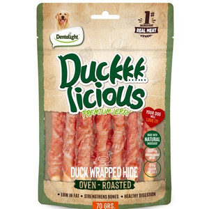 Dentalight Duckki Licious Jerky Treats For Dogs-Duck Wrapped Hide 70g