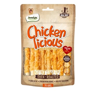 Dentalight Chicken Licious Jerky Treats For Dogs-Chicken Wrapped Hide 70g