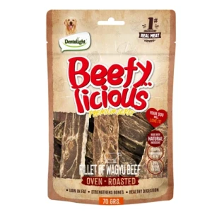 Dentalight Beefy Licious Jerky Treats For Dogs-Fillet of Beef 70g