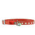 Leather collar WAUDOG GLAMOUR with rubber band and glue decorations for cats (width 9mm, length 22-30cm) red