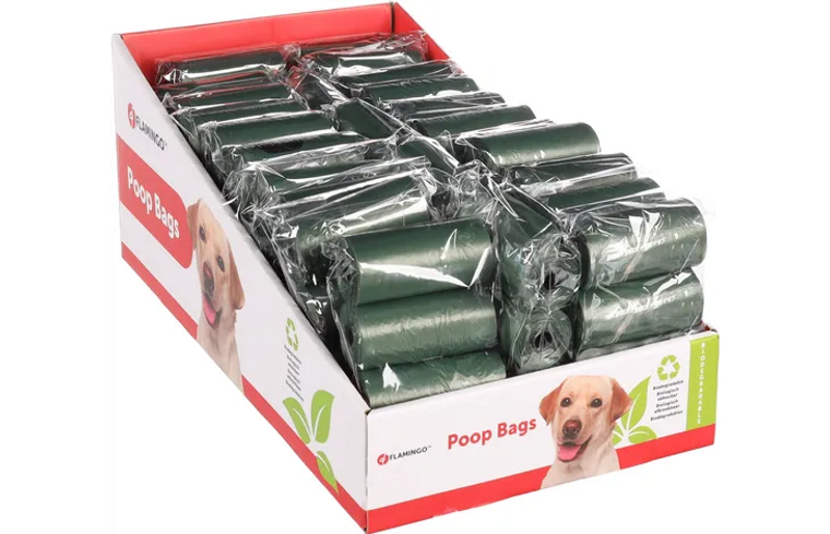 POOP BAGS BIODEGRADABLE GREEN 4 ROLLS (15 PIECES EACH)