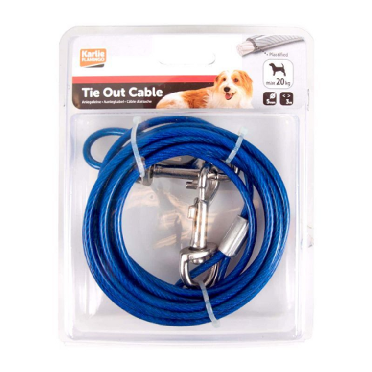 TIE OUT CABLE PLASTICIZED BLUE5M5MM