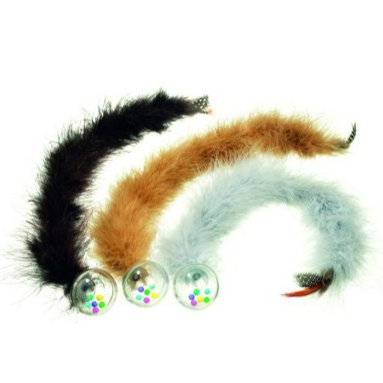 RATTLE BALL FEATHERTAIL 45CM ASS