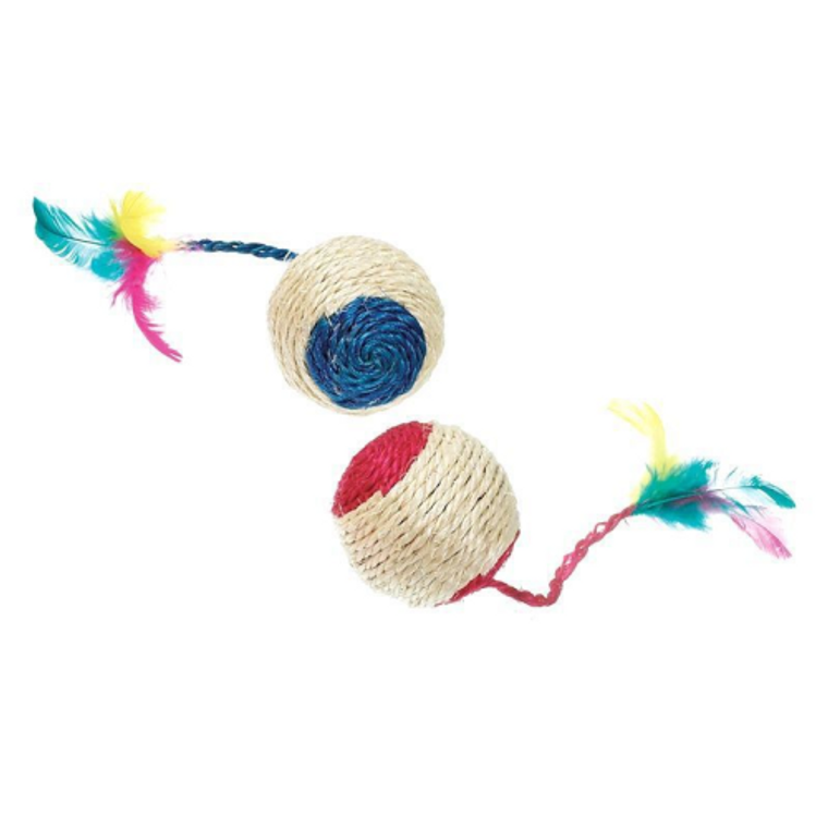 SISAL PLAYBALL RATTLE+FEATHER 6CM