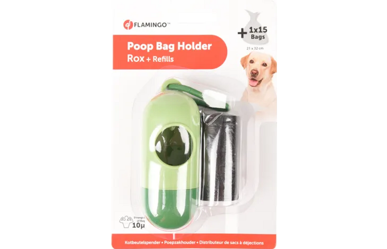 Flamingo Poop Bag Dispenser Green