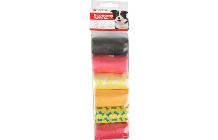 FLAMINGO POOP BAGS MIX 12 ROLLS (20 BAGS EACH)